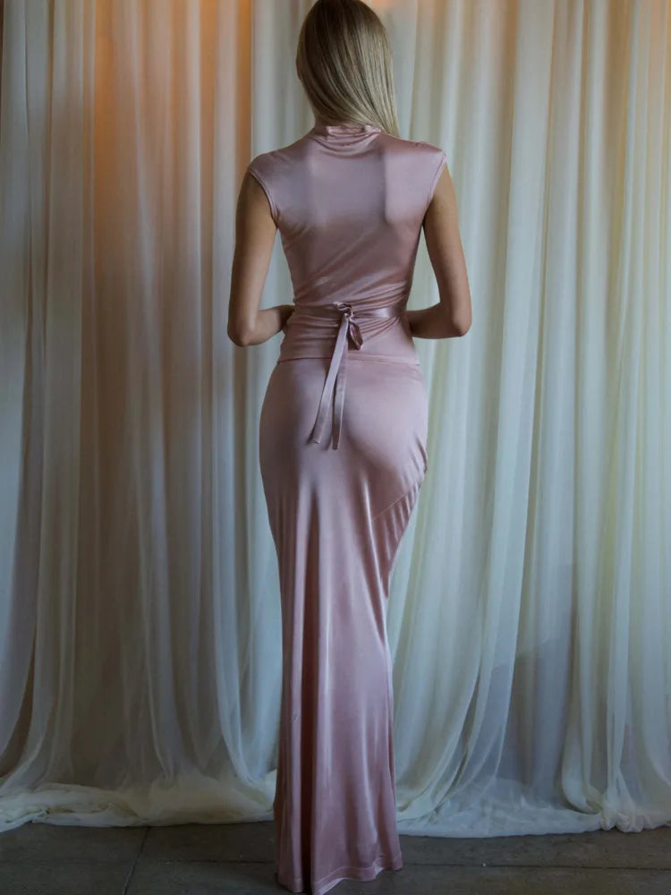 Sleeveless Round Neck Slim Fit Top and Skirt Set for ’s Autumn Winter New Party Two-piece Set