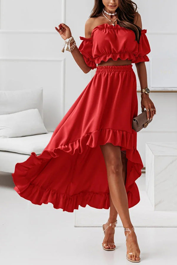 Off the Shoulder Midi Dress Suit