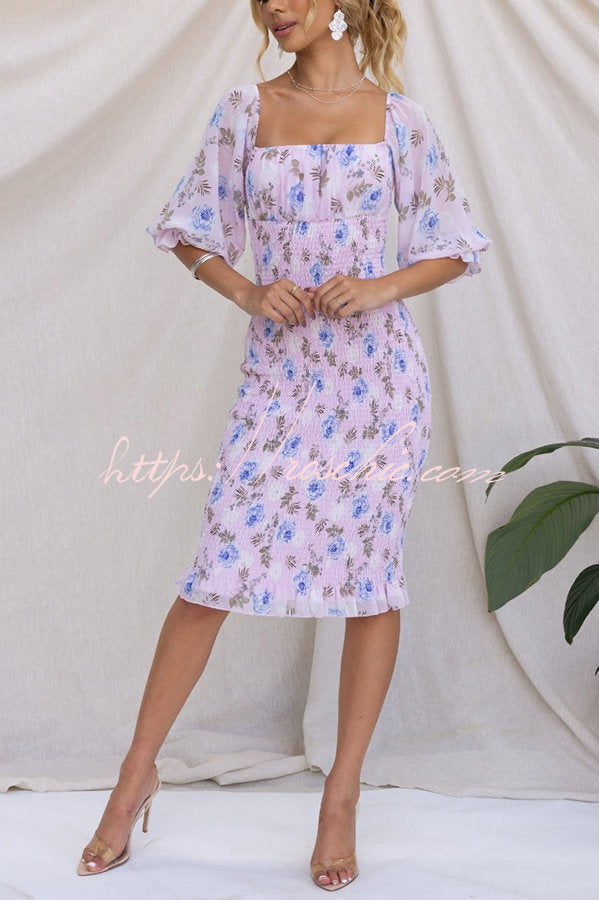 Midnight Beauty Smocked Midi Dress