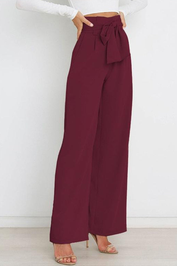 All-match Wide-leg Pants Tie-up Bow Trousers