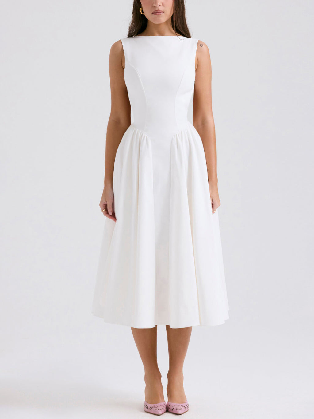 Stylish and Color Round Neck Backless Sleeveless Midi Dress