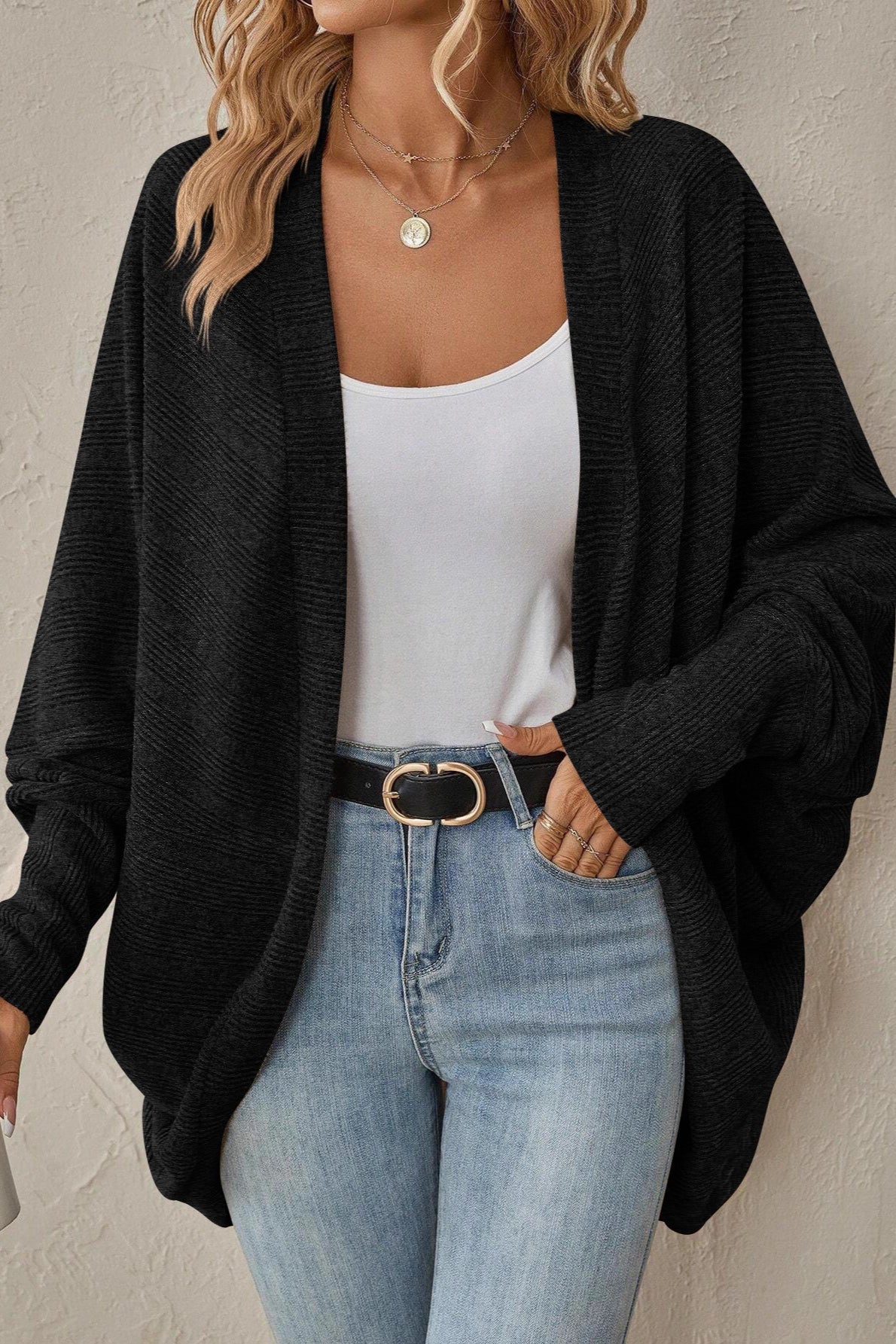 Autumn-winter New Color Midi Knit Cardigan