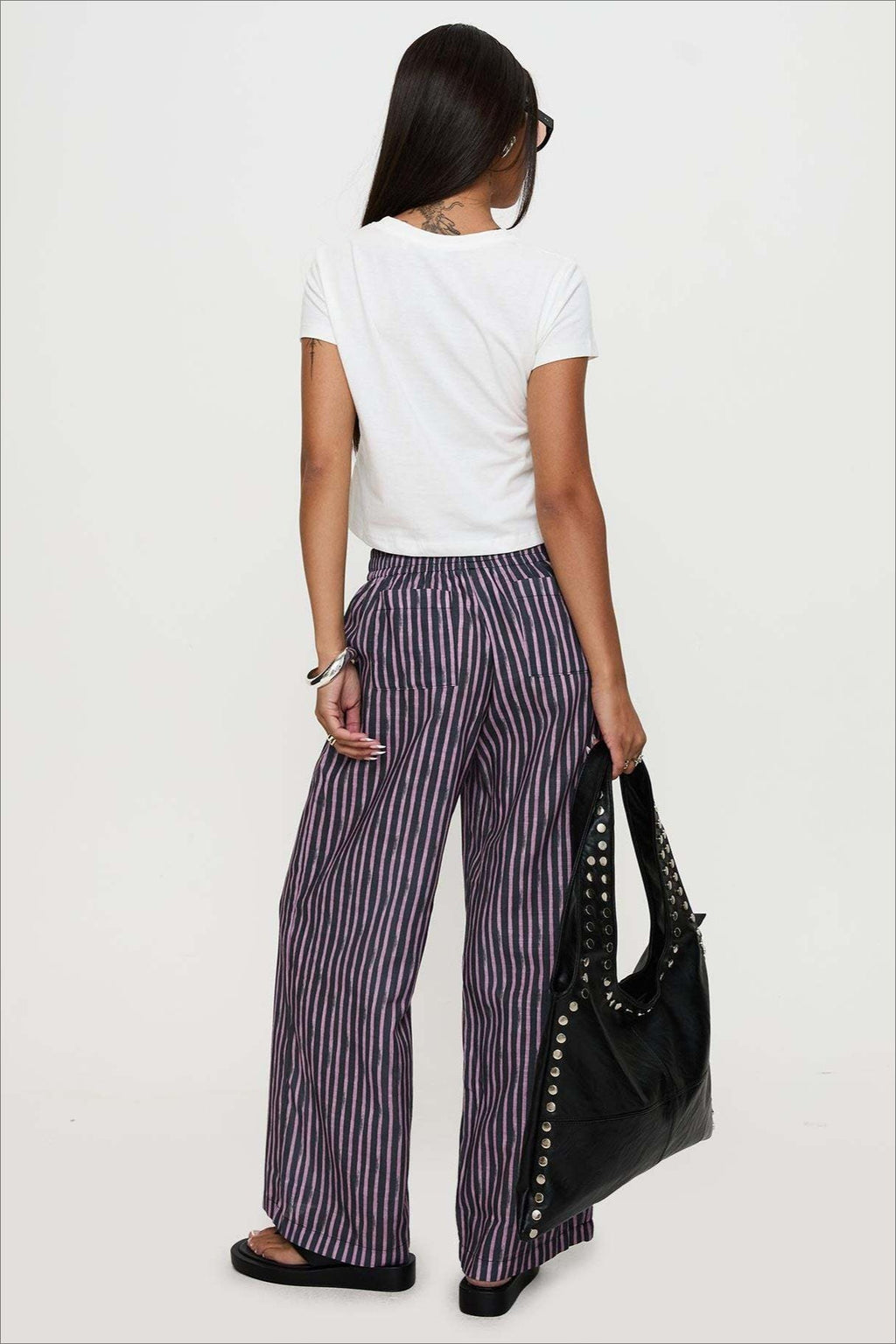 Colorblock Striped Wide-leg Relaxed Pants