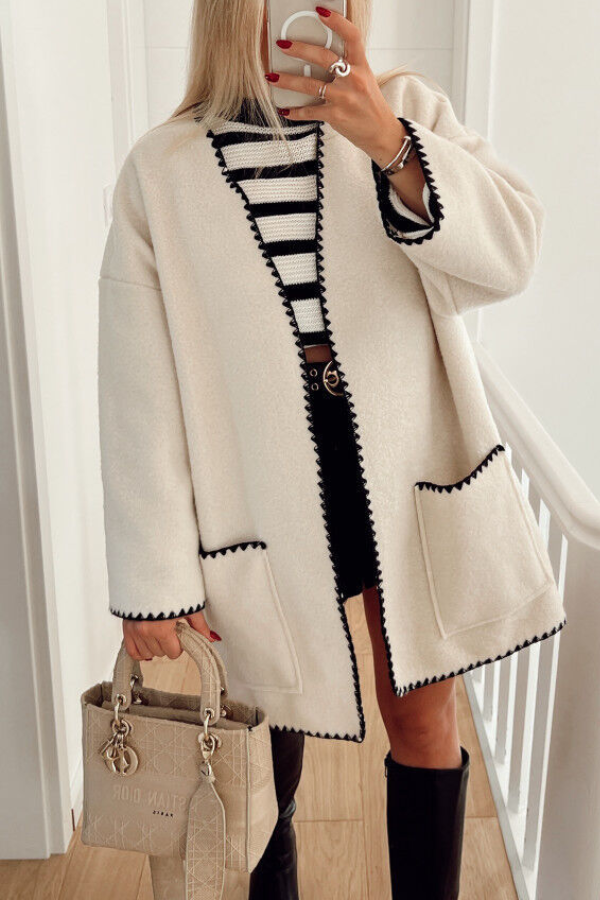 Color Piping Woolen Coat