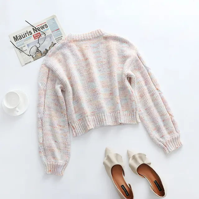 High Street Knitted Sweater 2 Piece Top and Vest Set for Cropped Long Sleeve Tops New Cardigan Knitwear