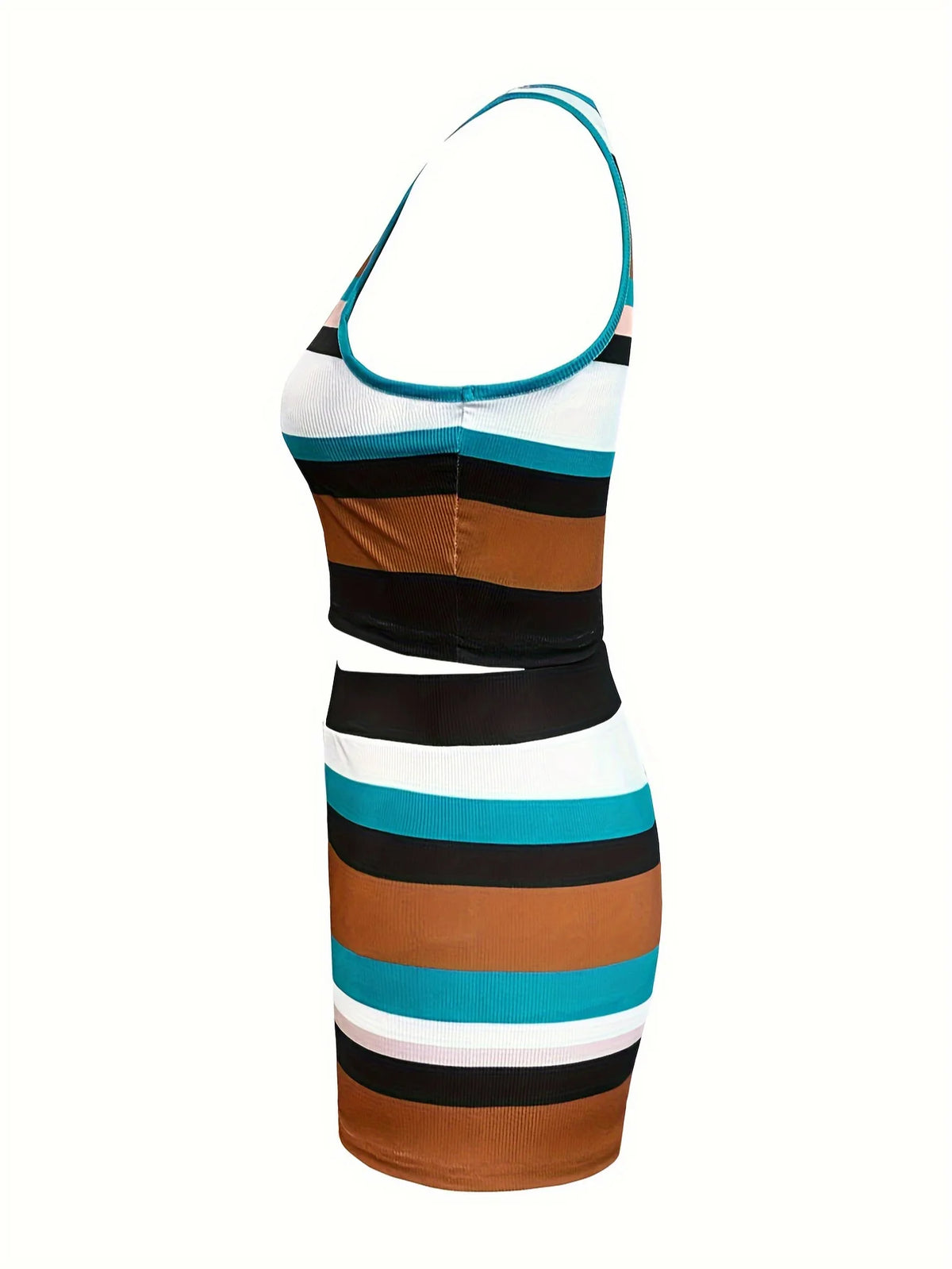 Crop Top Striped Shorts Set Patchwork Crop Tank Tops and Shorts Outfits Summer Holiday Beachwear