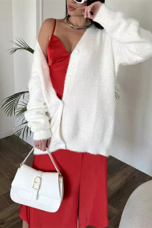 Plush V-neck Cardigan