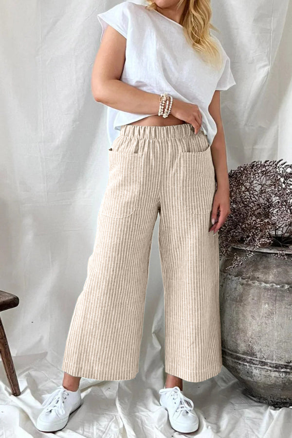 Cotton and Linen Loose Fashionable Straight Pants for