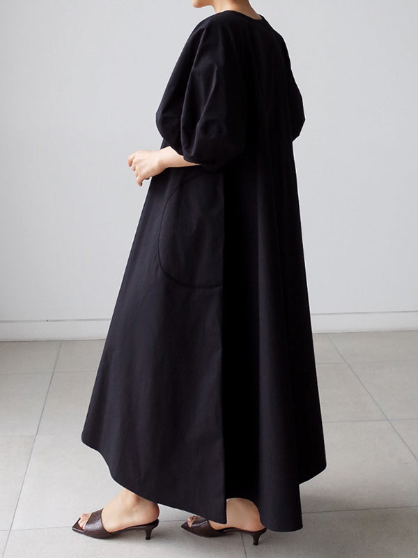 Original Bishop Sleeve Color Midi Dress