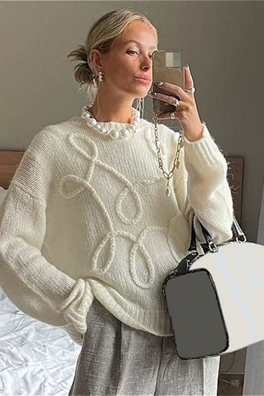 Loose Crew Neck Long Sleeve Knit Sweater