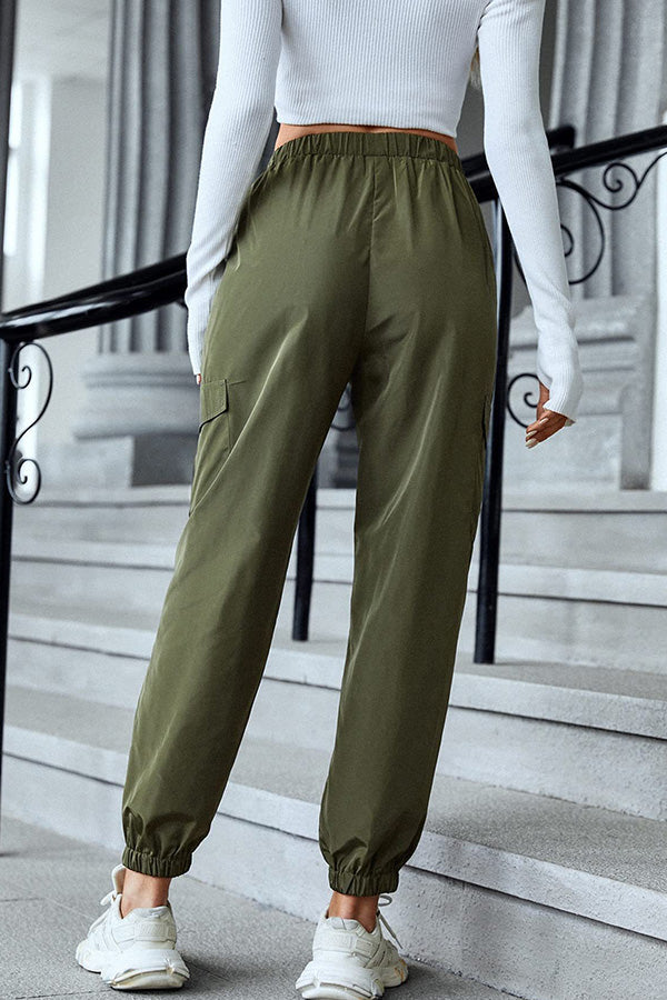 Multicolor Cargo Pants Multi-pocket Skinny Pants
