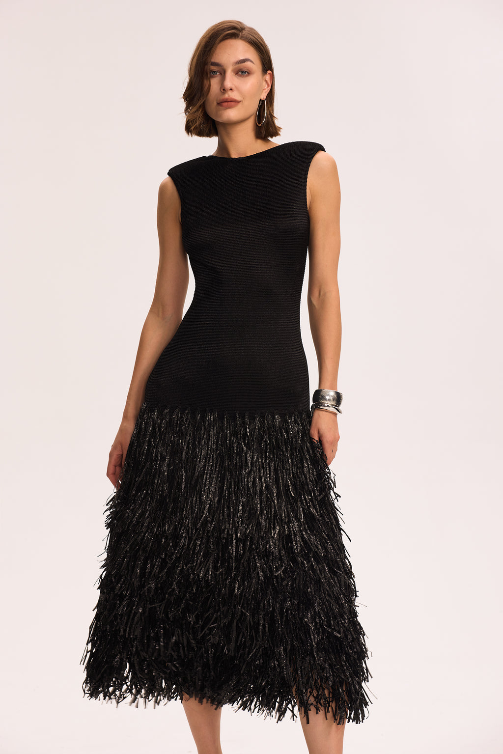 Mavis Backless Tassels Knit Midi Dress