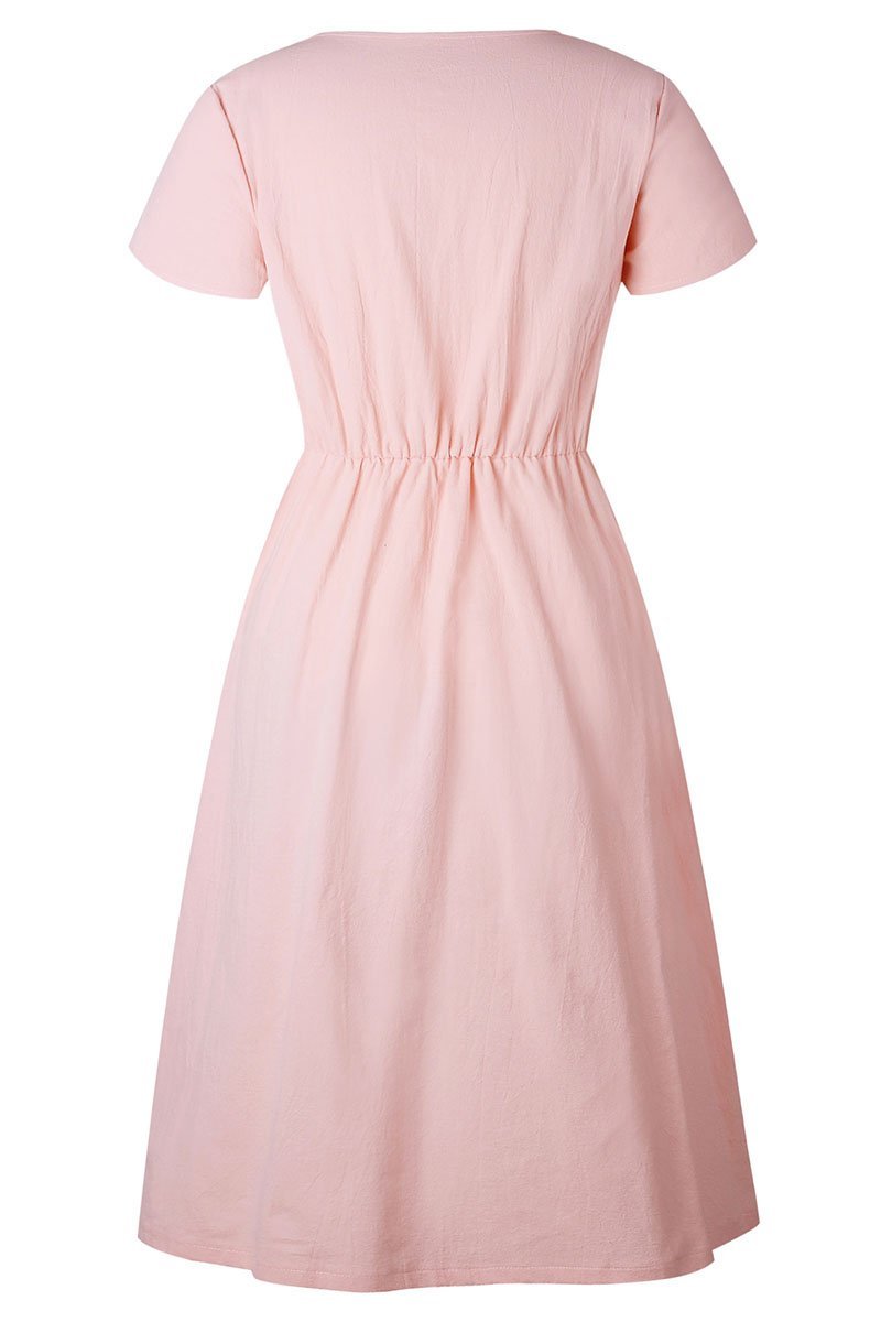 V-neck Pocket Dress(4 Colors)