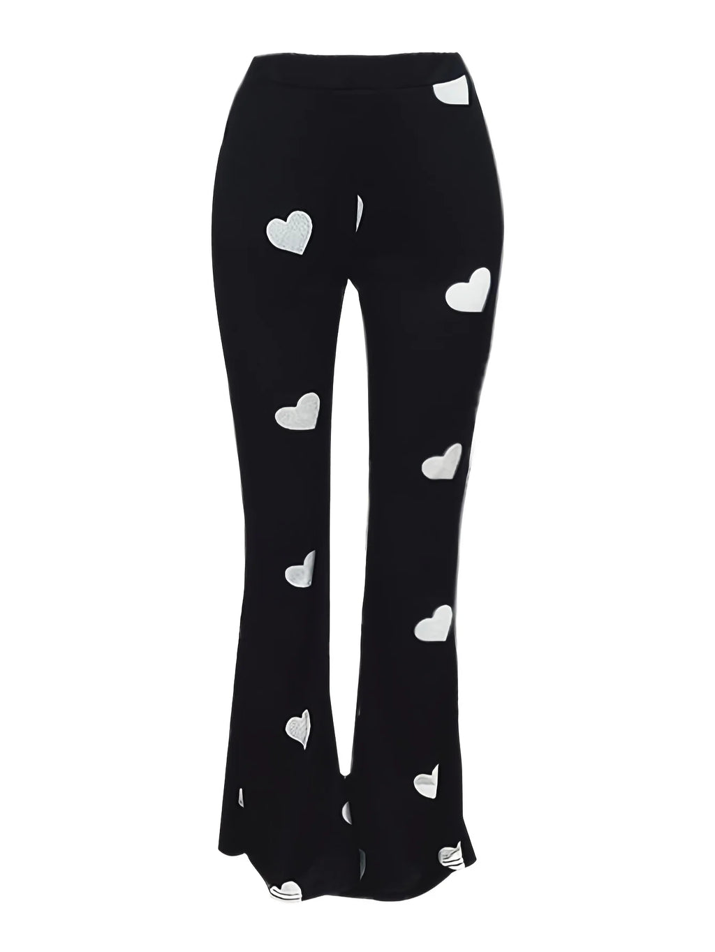 High Waist Heart Print Slimming Flared Pants New Spring Elastic Micro Horn Trousers Sweet Causal Style