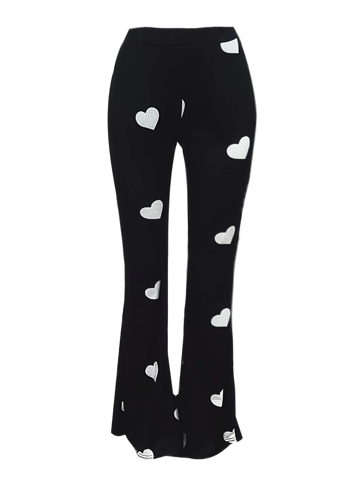 High Waist Heart Print Slimming Flared Pants New Spring Elastic Micro Horn Trousers Sweet Causal Style