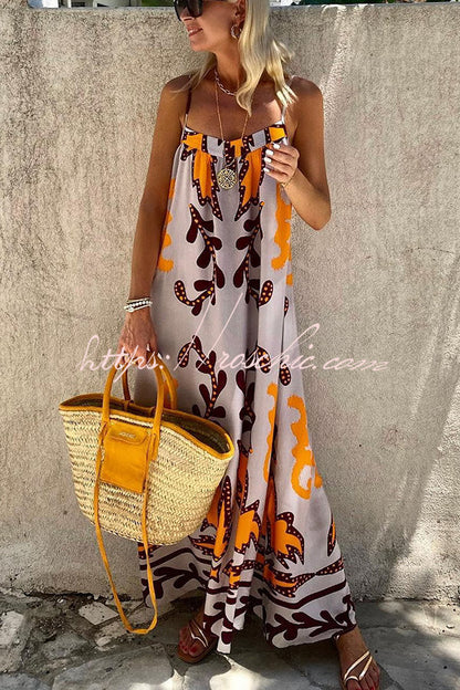 Sunday��s Color Palette Printed Loose Cami Maxi Dress