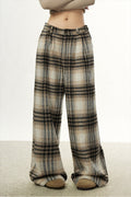 Wool Plaid Wide-leg Pants