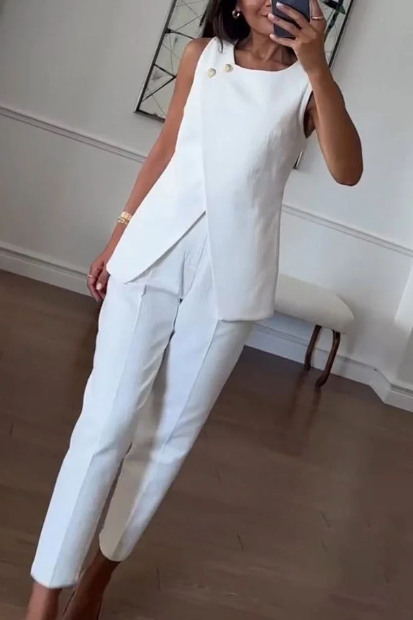 Commuter Irregular Vest & Pants Two-piece Set