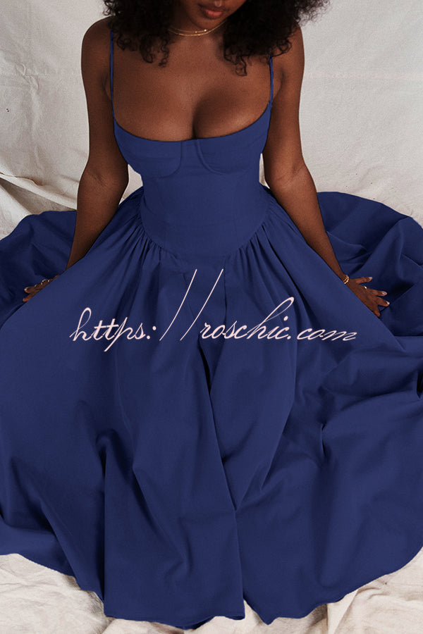 Color Buttonless Bandeau Side Pocket Midi Dress