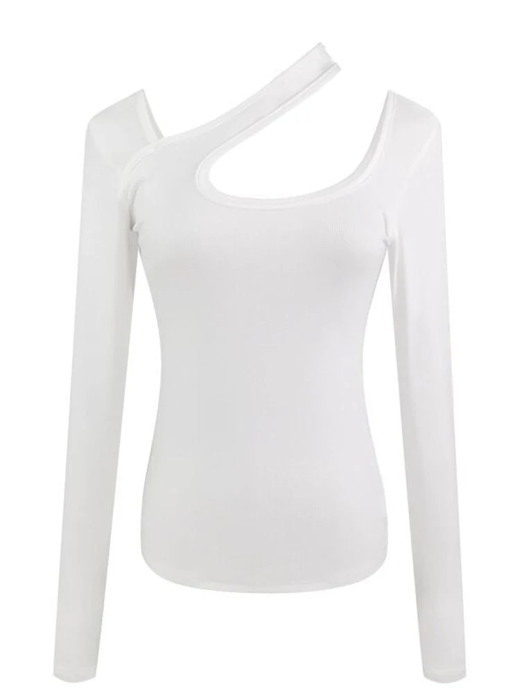 Y2k T-shirt Woman Autumn Skinny Tee Shirt Femme Long Sleeve Halter Clothes Hollow Out Korean Fashon Kpop Tops Tshirt