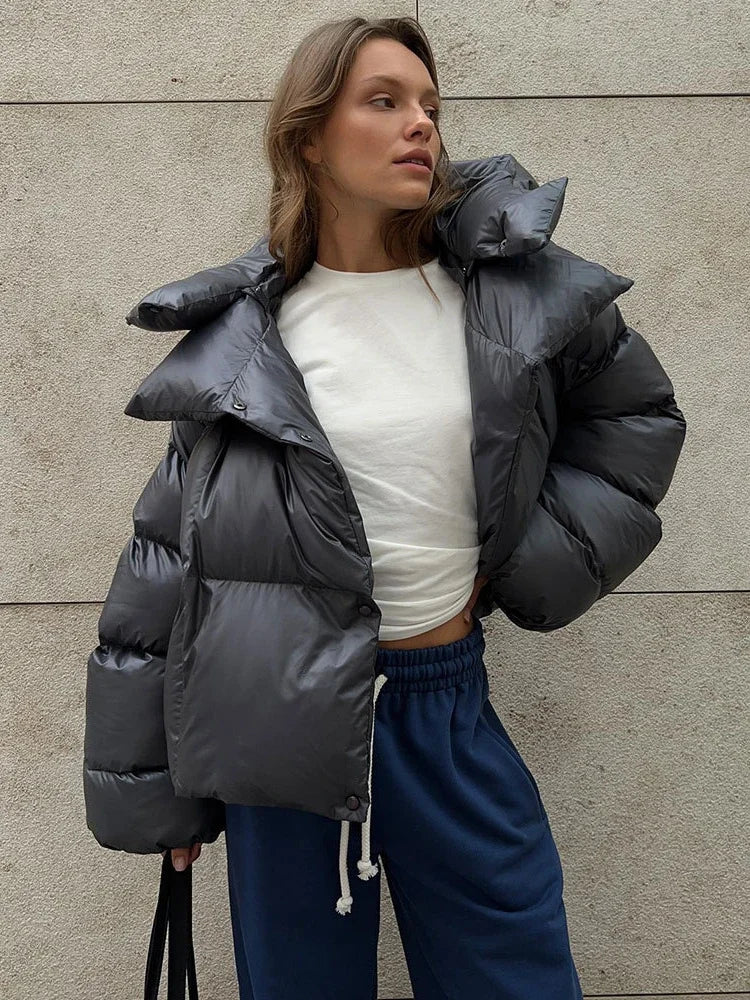 Thick Parkas Long Sleeve Top Autumn Winter Warm Coat ’s Street Hoodies Woman Cotton-padded Jacket