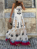 Personality Abstract Plant Print A-line Maxi Dress