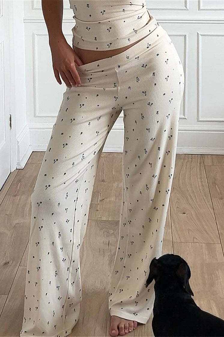 Sleeveless Crop Top Wide Leg Pants Two Piece Set
