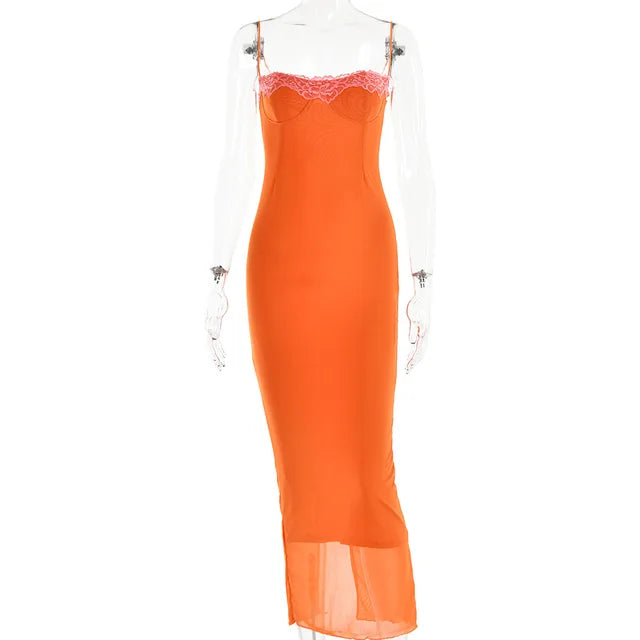 Lace Tube Party Dress High Waist Slim Fit Suspender Dresses Sleeveless Backless Long Dress for