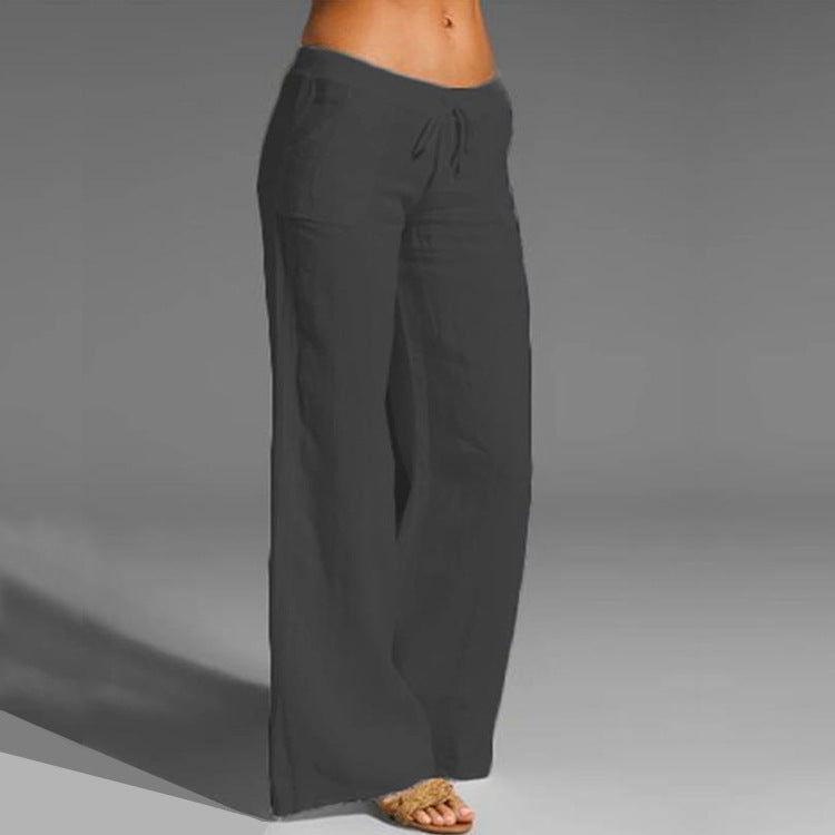Retro Linen Trousers Elastic Pants
