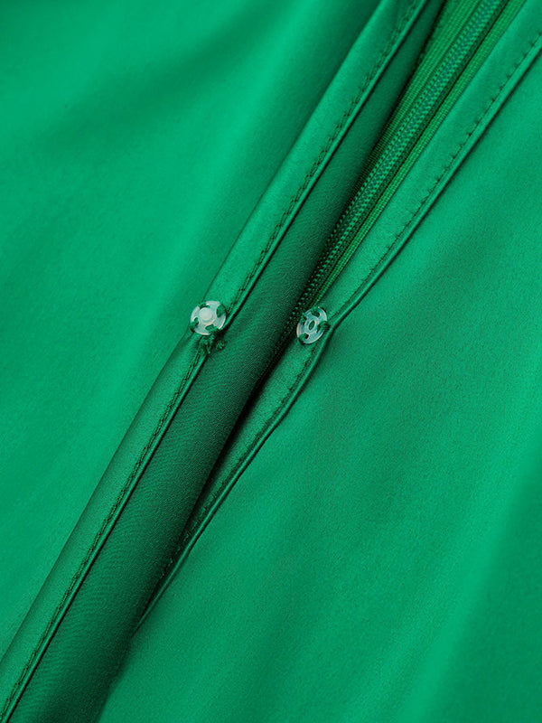 Loose Sleeveless Hollow Pleated Color Split-joint Stand Collar Midi Dresses