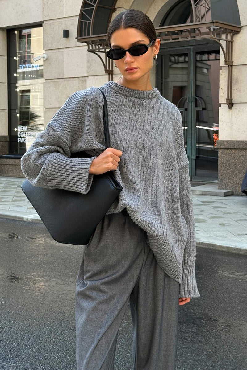 Classic Crew Neck Relaxed Knit Sweater