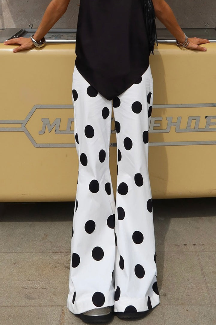 Color Block Polka Dot Flared Pants