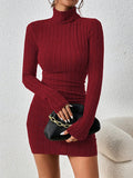 Bodycon High Waisted Color High Neck Mini Dresses