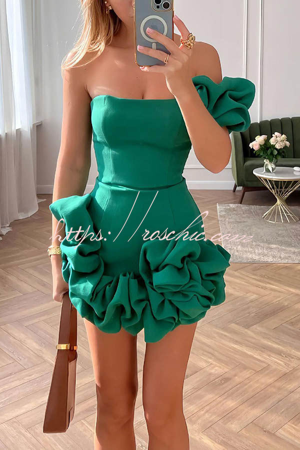 Delightful and Vibe Off Shoulder Flounce Bottom Mini Dress