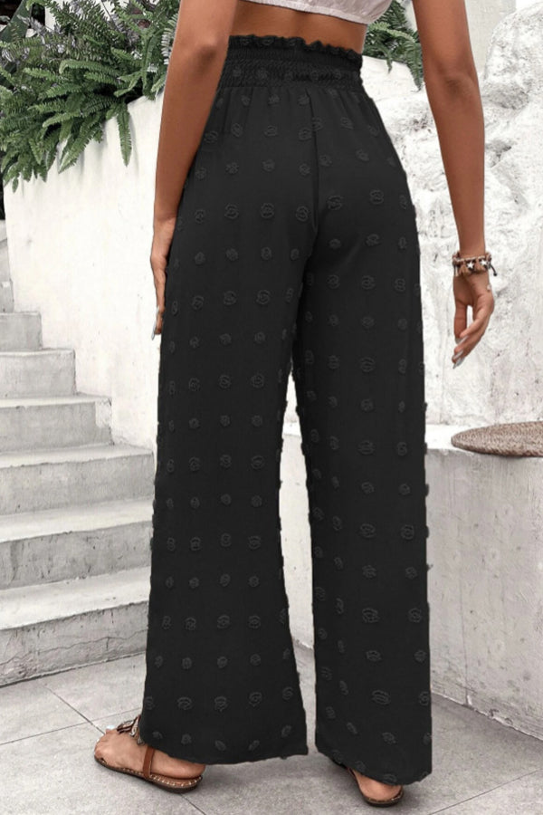 High Waist Jacquard Wide Leg Pants Trousers