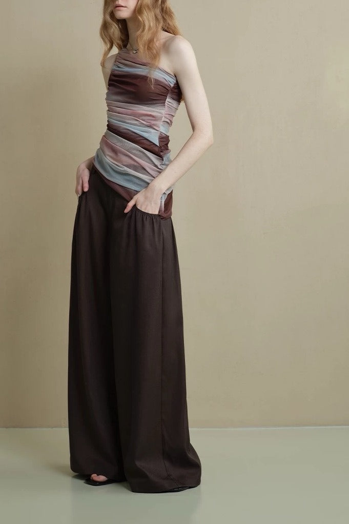 Soft Ruched Wide-leg Pants