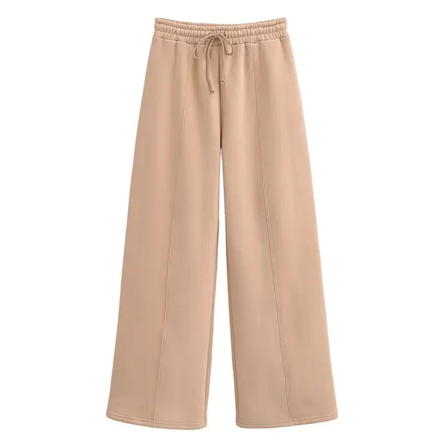 Lace Up Pant Sets Loose V Neck Cardigan Woman Autumn Winter Sports Pants 2 Piece Sets Outfits