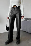 Leather Patchwork Pants