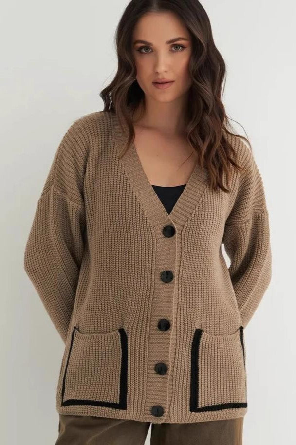 Color Block Pocket Cardigan