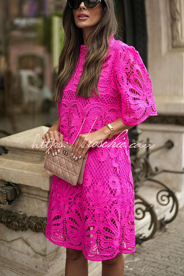 Reason to Smile Crochet Lace Mini Dress