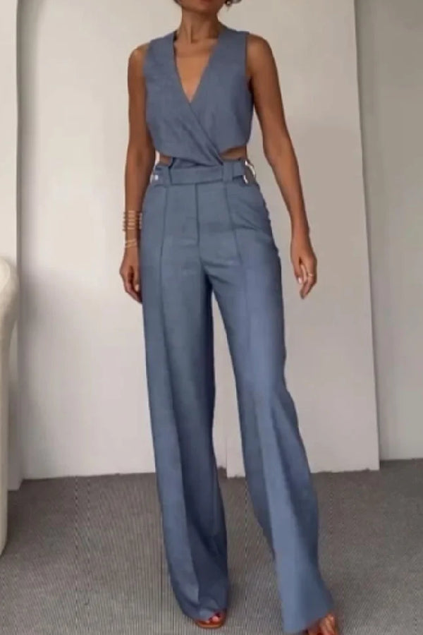 Crossover Vest & Pants Two-piece Set