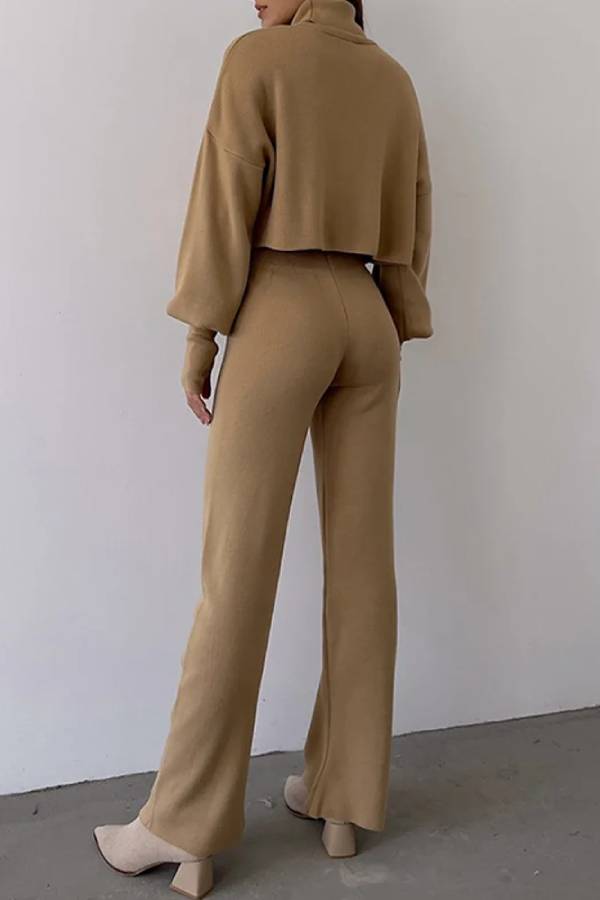 Loose-fitting Long-sleeves Top and Pants Two-piece Set