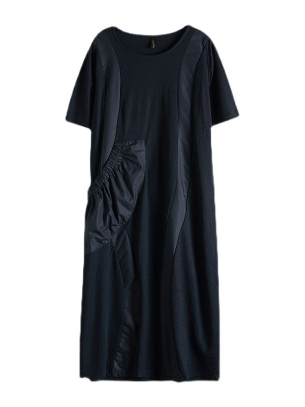 Simple Color Split-joint Midi Dress