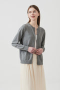 Cotton Crew-neck Lightweight Knit Outerwear Cardigan