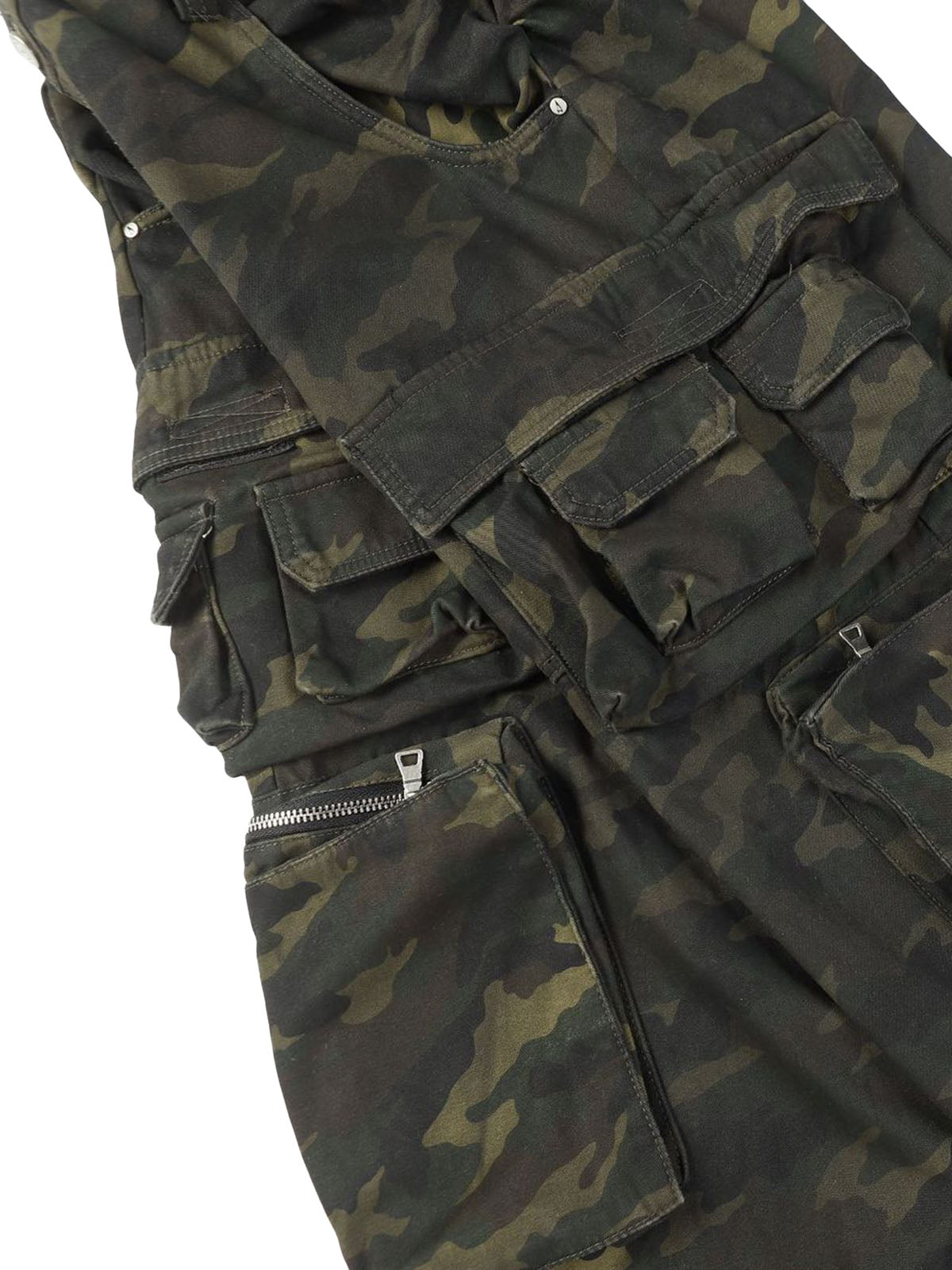 Camo Wide-leg Cargo Overalls - Style