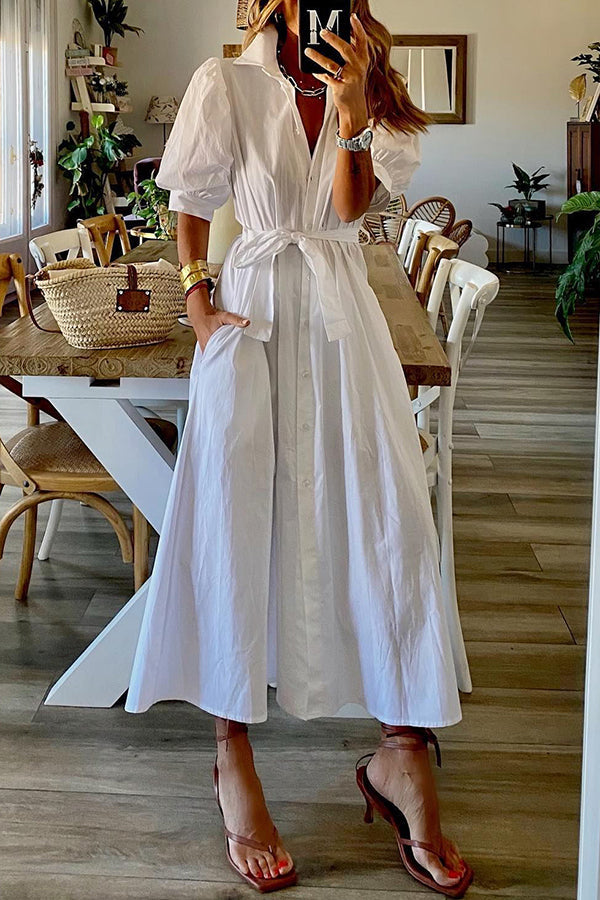 Stella Pocketed Shirt Midi Dress