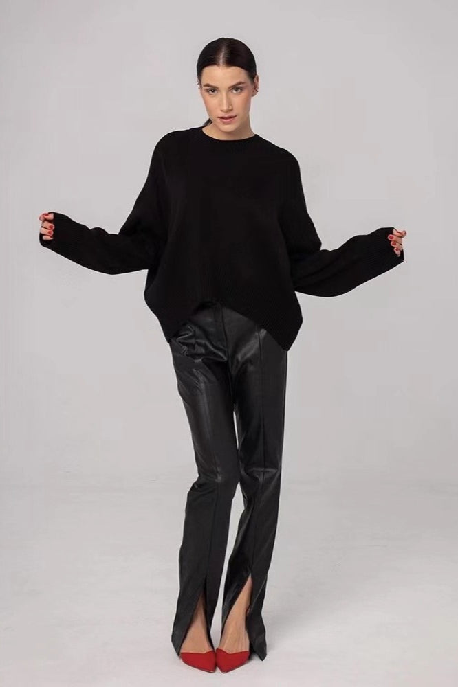 Oversized Crewneck Knit Sweater