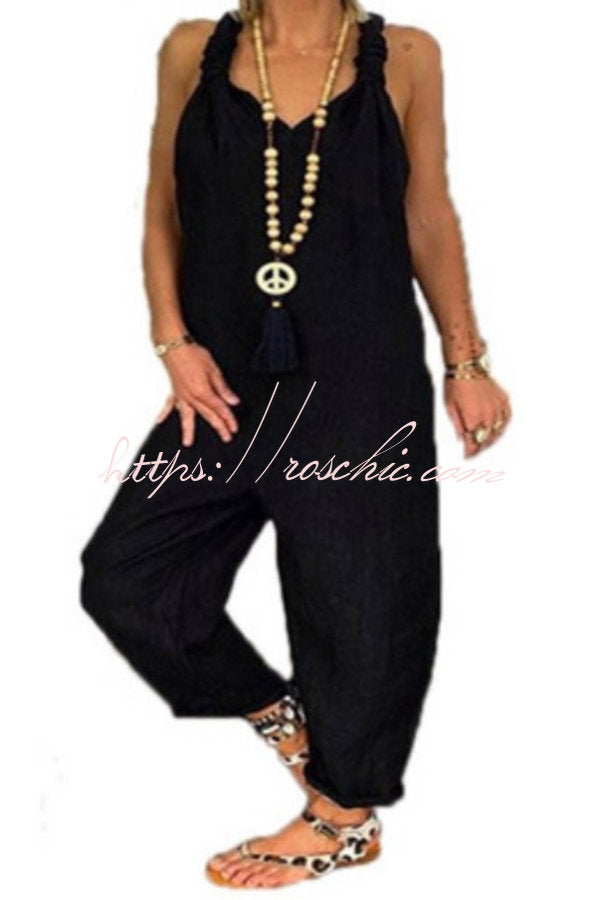 Harper Backless Knotted Strappy Loose Jumpsuit