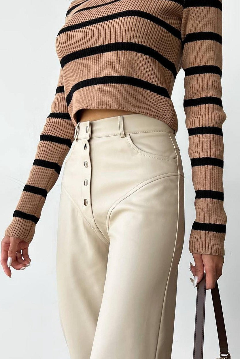 Leather Patchwork Pants