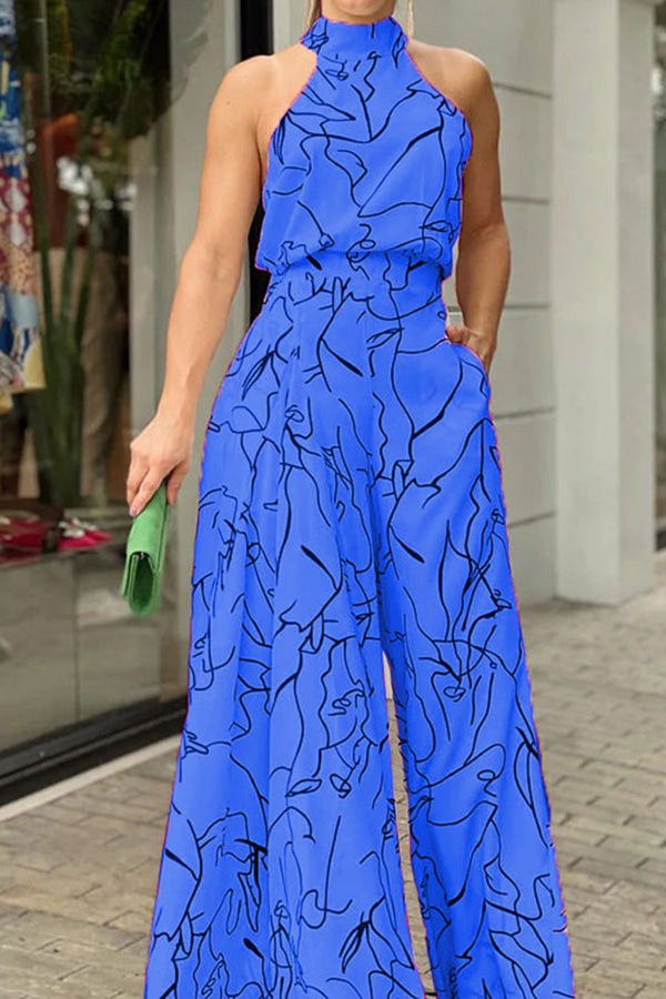 Broadway Abstract Print Halter Jumpsuit
